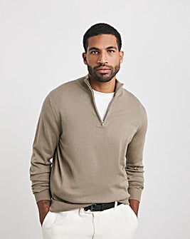 Stone Cotton 1/4 Zip Funnel Neck