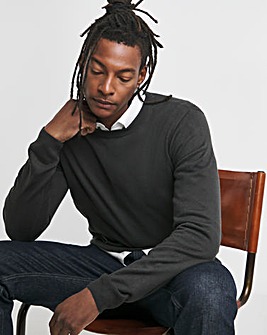 Crew Neck Charcoal Acrylic Knitted Jumper