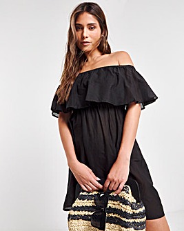 Value Black Cotton Bardot Beach Dress