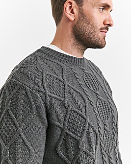 Wool Blend Grey Cable Knit Jumper