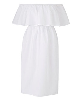 Value White Cotton Bardot Beach Dress
