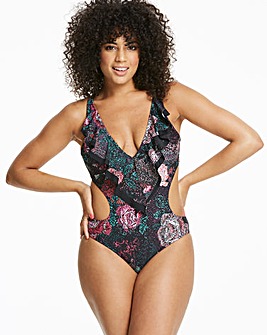 Floral Ruffle Cut Out Swimsuit