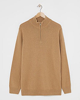Tan Lambswool Funnel Neck