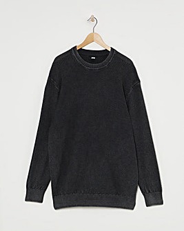 Grey Pigment Dyed Slouch Knitted Jumper