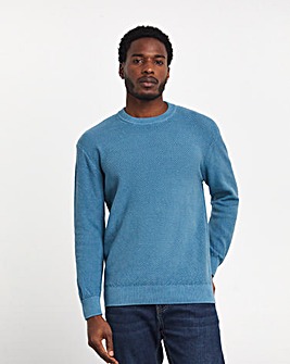 Blue Pigment Dyed Slouch Knitted Jumper