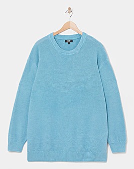 Blue Pigment Dyed Slouch Knitted Jumper