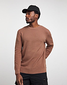 Pink Textured Knitted Crew Neck Jumper