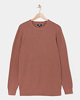 Pink Textured Knitted Crew Neck Jumper
