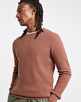 Pink Textured Knitted Crew Neck Jumper