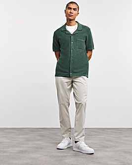 Khaki Knitted Cuban Collar Shirt