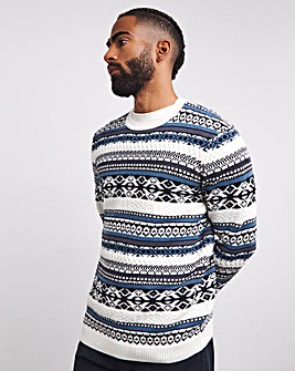 Navy Crew Neck Fairisle Jumper