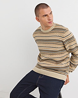 Neutral Crew Neck Fairisle Jumper