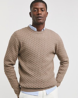 Soft Touch Stone Cable Crew Neck Jumper with Ecovero