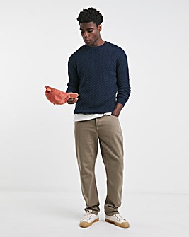 Soft Touch Navy Cable Crew Neck Jumper with Ecovero