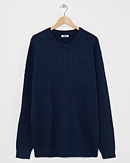 Navy Soft Touch Cable Crew Neck Jumper