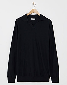 Black Textured Revere Polo