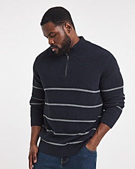Fisherman Stripe 1/4 Zip Knitted Jumper