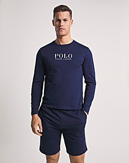 Polo Ralph Lauren Navy Long Sleeve Logo Lounge T-Shirt