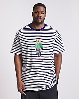 Polo Ralph Lauren White/Royal Short Sleeve Stripe Bear T-Shirt