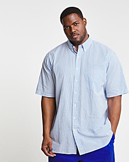 Polo Ralph Lauren Light Blue/White Short Sleeve Stripe Seersucker Shirt