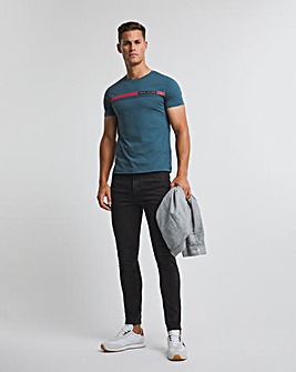 Tommy Hilfiger Blue Short Sleeve Stripe Logo T-Shirt