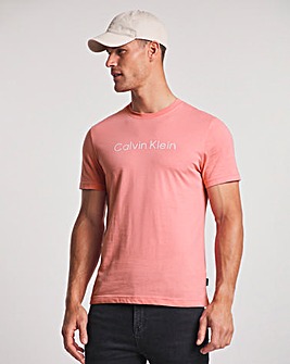 Calvin Klein Pink Short Sleeve Raised Striped Logo T-Shirt