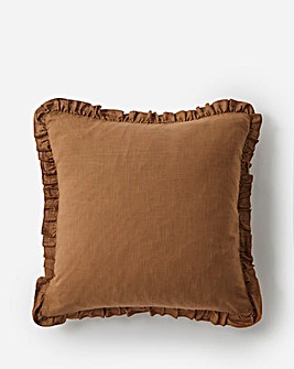 Ruffle Trim Large Cotton Cushion 55x55cm