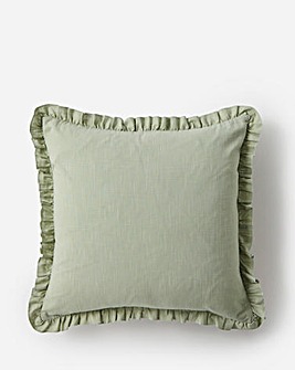 Ruffle Trim Large Cotton Cushion 55x55cm