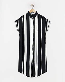 Simply Be Mono Stripe Midi Shirt Dress