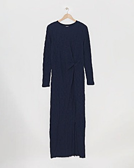 Simply Be Navy Textured Jersey Knot Detail Maxi Dress