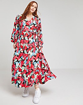 Floral Print Wrap Midi Dress