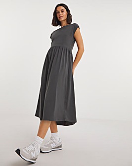 Charcoal Jersey Midi Dress