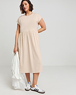 Sand Cotton Jersey Midi Dress