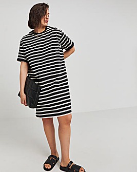 Black Stripe Cotton Jersey T-Shirt Dress