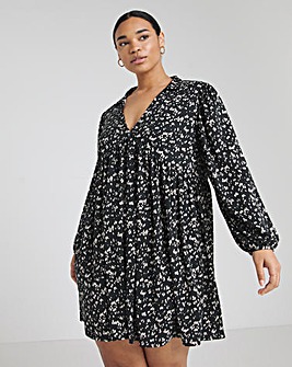 Ditsy Print Supersoft Collared Smock Dress