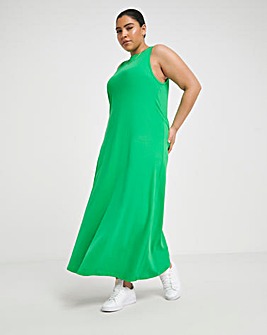 Green Cotton Jersey Sleeveless Maxi Dress