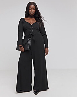 Wide Leg Stretch Rib Jumpsuit