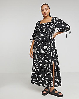 Conversational Print Soft Volume Dress