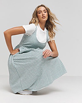 Gingham Textured Sundress With Pockets