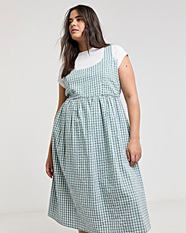 Gingham Textured Sundress With Pockets