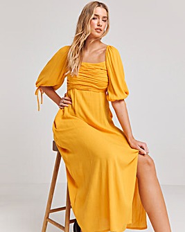 Ochre Crinkle Soft Volume Dress