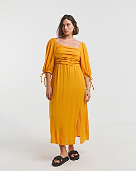 Ochre Crinkle Soft Volume Dress