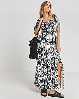 Ruched Front Linen Maxi Dress