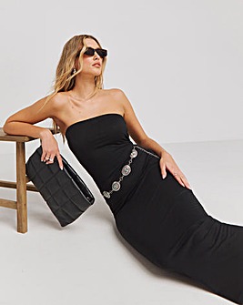 Black Jersey Bandeau Maxi Dress