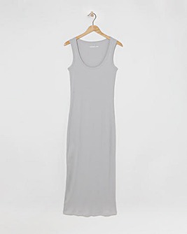 Simply Be Grey Ribbed Scoop Neck Maxi Dress