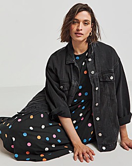 Spot Print Supersoft Jersey Midi Dress With Pockets