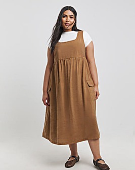 Brown Cargo Utility Midi Dress