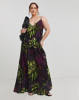 Tropical Print Trapeze Maxi Dress