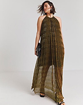 Bronze Foil Trapeze Maxi Dress