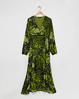 Simply Be Green Floral Print Georgette Foil Button Up Maxi Dress